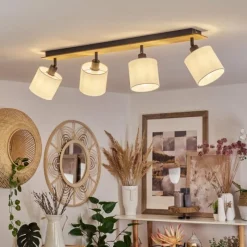 Lampes En Tissu-hofstein Plafonnier Alsen Écru, Noir, 4 lumières