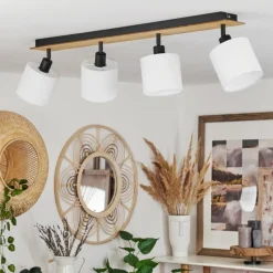 Lampes En Tissu-hofstein Plafonnier Alsen Écru, Noir, 4 lumières