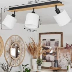 Lampes En Tissu-hofstein Plafonnier Alsen Écru, Noir, 3 lumières