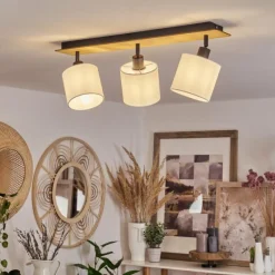 Lampes En Tissu-hofstein Plafonnier Alsen Écru, Noir, 3 lumières