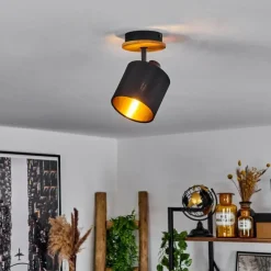 Lampes En Tissu-hofstein Plafonnier Alsen Écru, Noir, 1 lumière