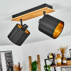 Lampes En Tissu-hofstein Plafonnier Alsen Écru, Noir, 2 lumières