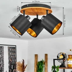 Lampes En Tissu-hofstein Plafonnier Alsen Écru, Noir, 3 lumières