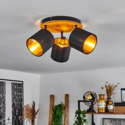 Lampes En Tissu-hofstein Plafonnier Alsen Écru, Noir, 3 lumières
