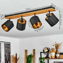 Lampes En Tissu-hofstein Plafonnier Alsen Écru, Noir, 4 lumières