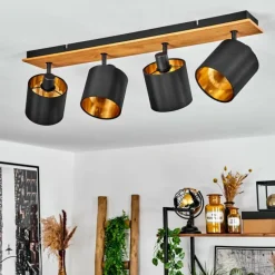 Lampes En Tissu-hofstein Plafonnier Alsen Écru, Noir, 4 lumières