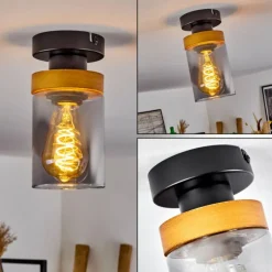 Suspension Verre Fumé-hofstein Plafonnier Amignon Noir, 1 lumière