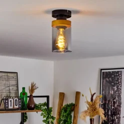 Suspension Verre Fumé-hofstein Plafonnier Amignon Noir, 1 lumière