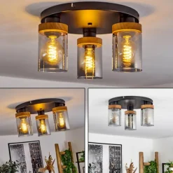 Suspension Verre Fumé-hofstein Plafonnier Amignon Noir, 3 lumières