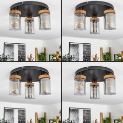 Suspension Verre Fumé-hofstein Plafonnier Amignon Noir, 3 lumières