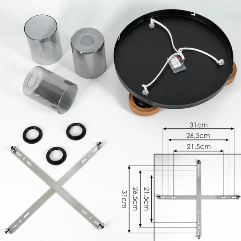 Suspension Verre Fumé-hofstein Plafonnier Amignon Noir, 3 lumières