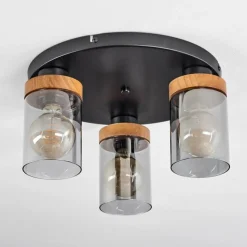 Suspension Verre Fumé-hofstein Plafonnier Amignon Noir, 3 lumières