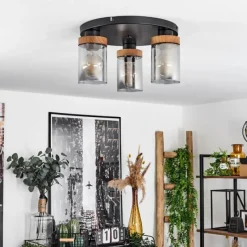 Suspension Verre Fumé-hofstein Plafonnier Amignon Noir, 3 lumières