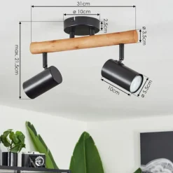 hofstein Plafonnier Arbrentin Écru, Noir, 2 lumières