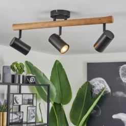 Lampes En Bois-hofstein Plafonnier Arbrentin Écru, Noir, 3 lumières