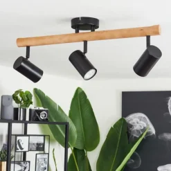 Lampes En Bois-hofstein Plafonnier Arbrentin Écru, Noir, 3 lumières