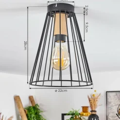 Lampes Industrielles-hofstein Plafonnier Arrawarra Écru, Noir, 1 lumière