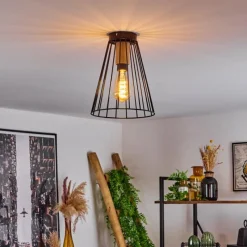 Lampes Industrielles-hofstein Plafonnier Arrawarra Écru, Noir, 1 lumière