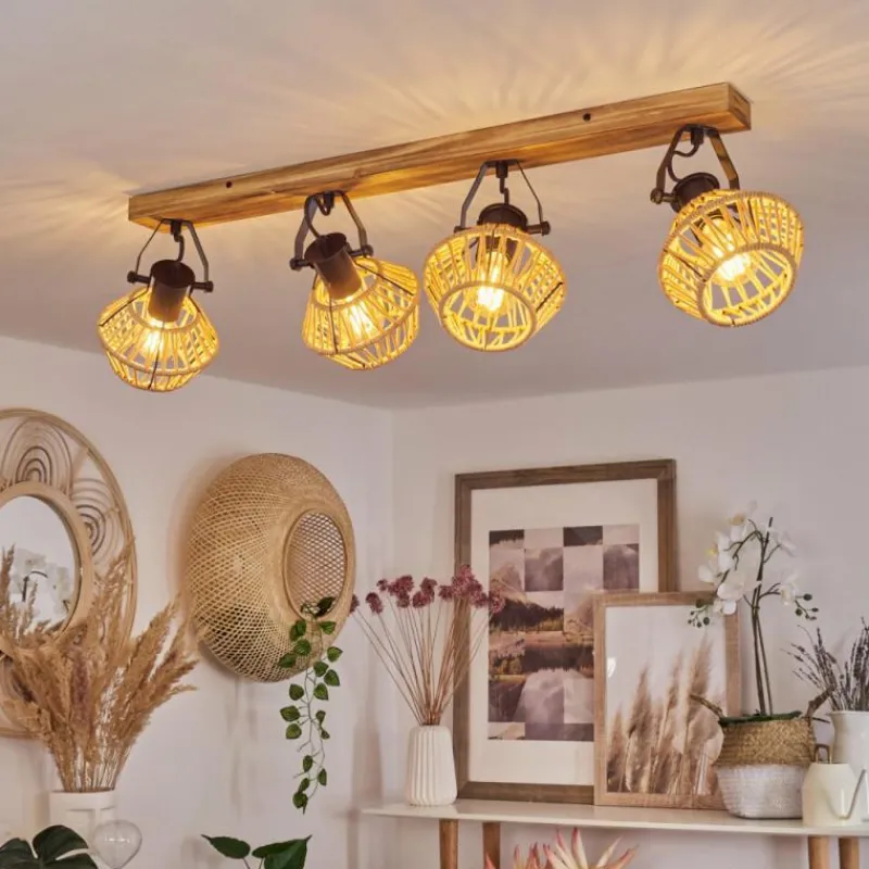 Style Boho-Chic-hofstein Plafonnier Auboncourt Écru, 4 lumières