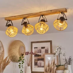 Style Boho-Chic-hofstein Plafonnier Auboncourt Écru, 4 lumières