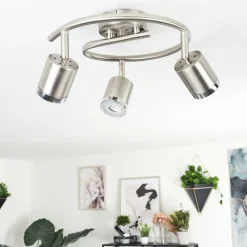 hofstein Plafonnier Autilla LED Nickel mat, Blanc, 3 lumières