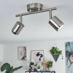 hofstein Plafonnier Autilla LED Nickel mat, Blanc, 2 lumières