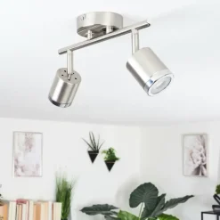 hofstein Plafonnier Autilla LED Nickel mat, Blanc, 2 lumières