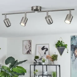 hofstein Plafonnier Autilla LED Nickel mat, 4 lumières