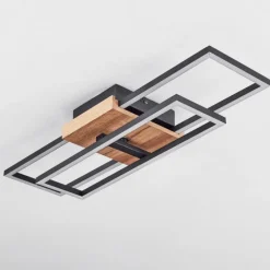 hofstein Plafonnier Avelal LED Bois clair, Couleur bois, Noir, 1 lumière