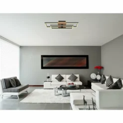 Lampes En Bois-Luminaires Globo Lighting Plafonnier Avelal LED Bois clair, Couleur bois, Noir, 1 lumière