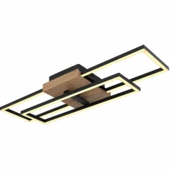 Lampes En Bois-Luminaires Globo Lighting Plafonnier Avelal LED Bois clair, Couleur bois, Noir, 1 lumière