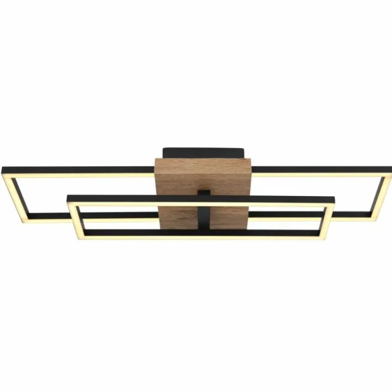 Lampes En Bois-Luminaires Globo Lighting Plafonnier Avelal LED Bois clair, Couleur bois, Noir, 1 lumière