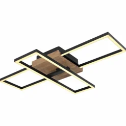 Lampes En Bois-Luminaires Globo Lighting Plafonnier Avelal LED Bois clair, Couleur bois, Noir, 1 lumière