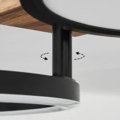 hofstein Plafonnier Avelal LED Brun, Couleur bois, Noir, 1 lumière