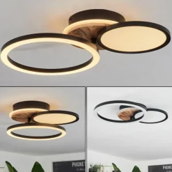 hofstein Plafonnier Avelal LED Brun, Couleur bois, Noir, 1 lumière