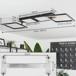 hofstein Plafonnier Avelal LED Brun, Couleur bois, Noir, 1 lumière