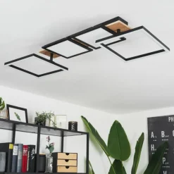 hofstein Plafonnier Avelal LED Brun, Couleur bois, Noir, 1 lumière