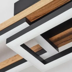 hofstein Plafonnier Ayajasco LED Brun, Couleur bois, Noir, 1 lumière