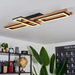 hofstein Plafonnier Ayajasco LED Brun, Couleur bois, Noir, 1 lumière