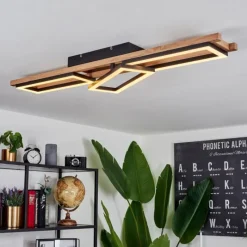 hofstein Plafonnier Ayajasco LED Brun, Couleur bois, Noir, 1 lumière