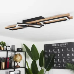 hofstein Plafonnier Ayajasco LED Brun, Couleur bois, Noir, 1 lumière