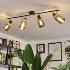 Luminaires Scandinaves-hofstein Plafonnier Azinhalinho Chrome, Noir, 4 lumières