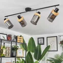 Luminaires Scandinaves-hofstein Plafonnier Azinhalinho Chrome, Noir, 4 lumières