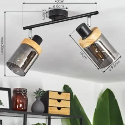 Luminaires Scandinaves-hofstein Plafonnier Azinhalinho Chrome, Noir, 2 lumières