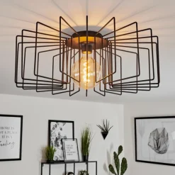 Lampes Vintages & Rétros-hofstein Plafonnier Balaze Noir, 1 lumière