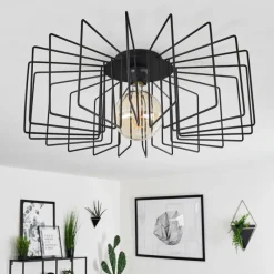 Lampes Vintages & Rétros-hofstein Plafonnier Balaze Noir, 1 lumière