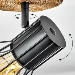 Lampes Vintages & Rétros-hofstein Plafonnier Bardhaman Bois clair, Couleur bois, Noir, 1 lumière