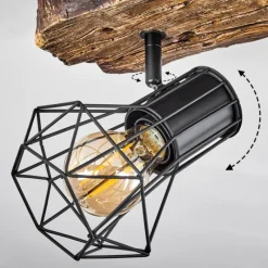 Lampes Vintages & Rétros-hofstein Plafonnier Bardhaman Brun, Couleur bois, Noir, 4 lumières