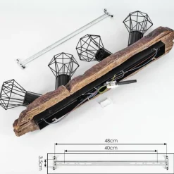 Lampes Vintages & Rétros-hofstein Plafonnier Bardhaman Brun, Couleur bois, Noir, 4 lumières