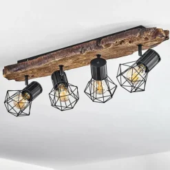 Lampes Vintages & Rétros-hofstein Plafonnier Bardhaman Brun, Couleur bois, Noir, 4 lumières